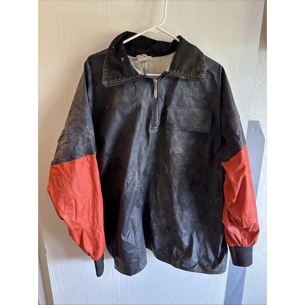 Grundens - Vintage Quarter Zip Black And Orange Fishing Jacket - Size XL